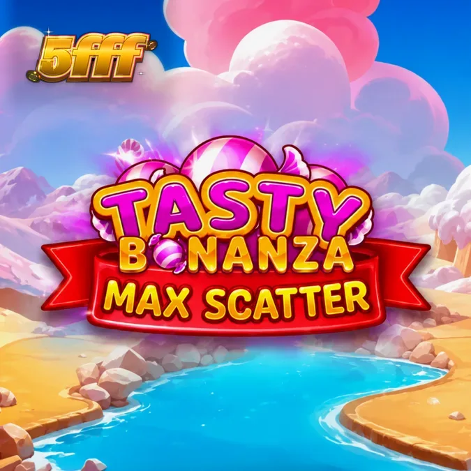 Interface colorida e vibrante do slot Tasty Bonanza Max Scatter com símbolos de doces.